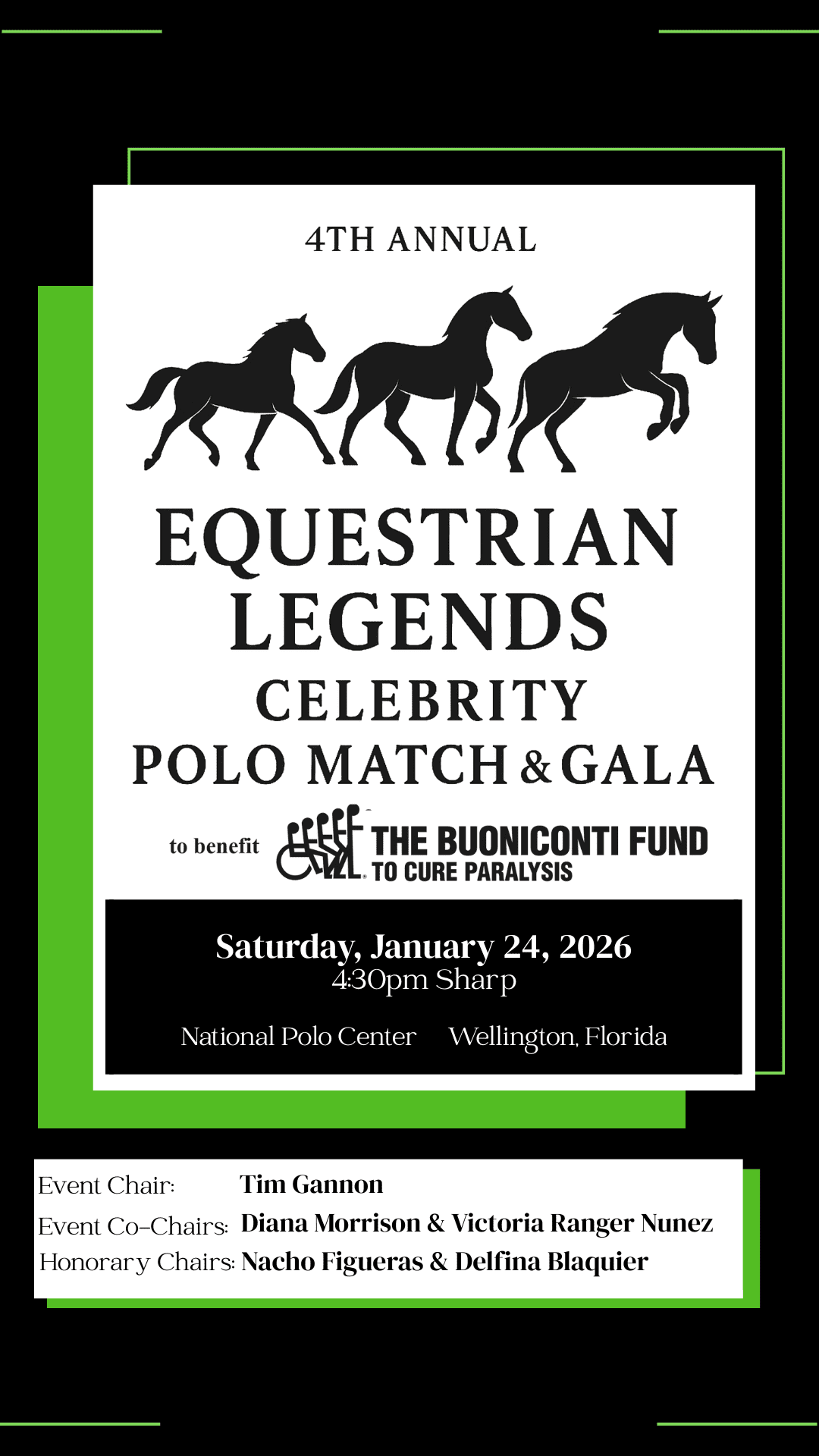 4th Annual Equestrian Legends Celebrity Polo Match & Gala Sponsor Opportunities to benefit The Buoniconti Fund to Cure Paralysis January 24 2026