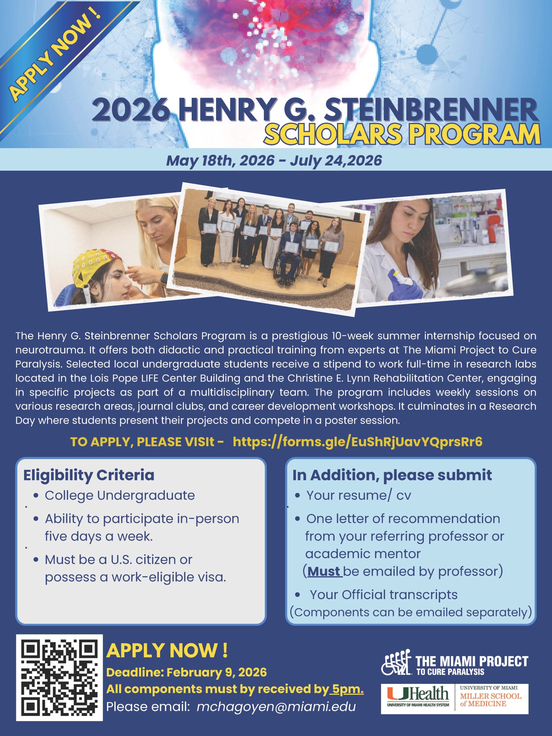 2026 Henry G. Steinbrenner Scholar Program