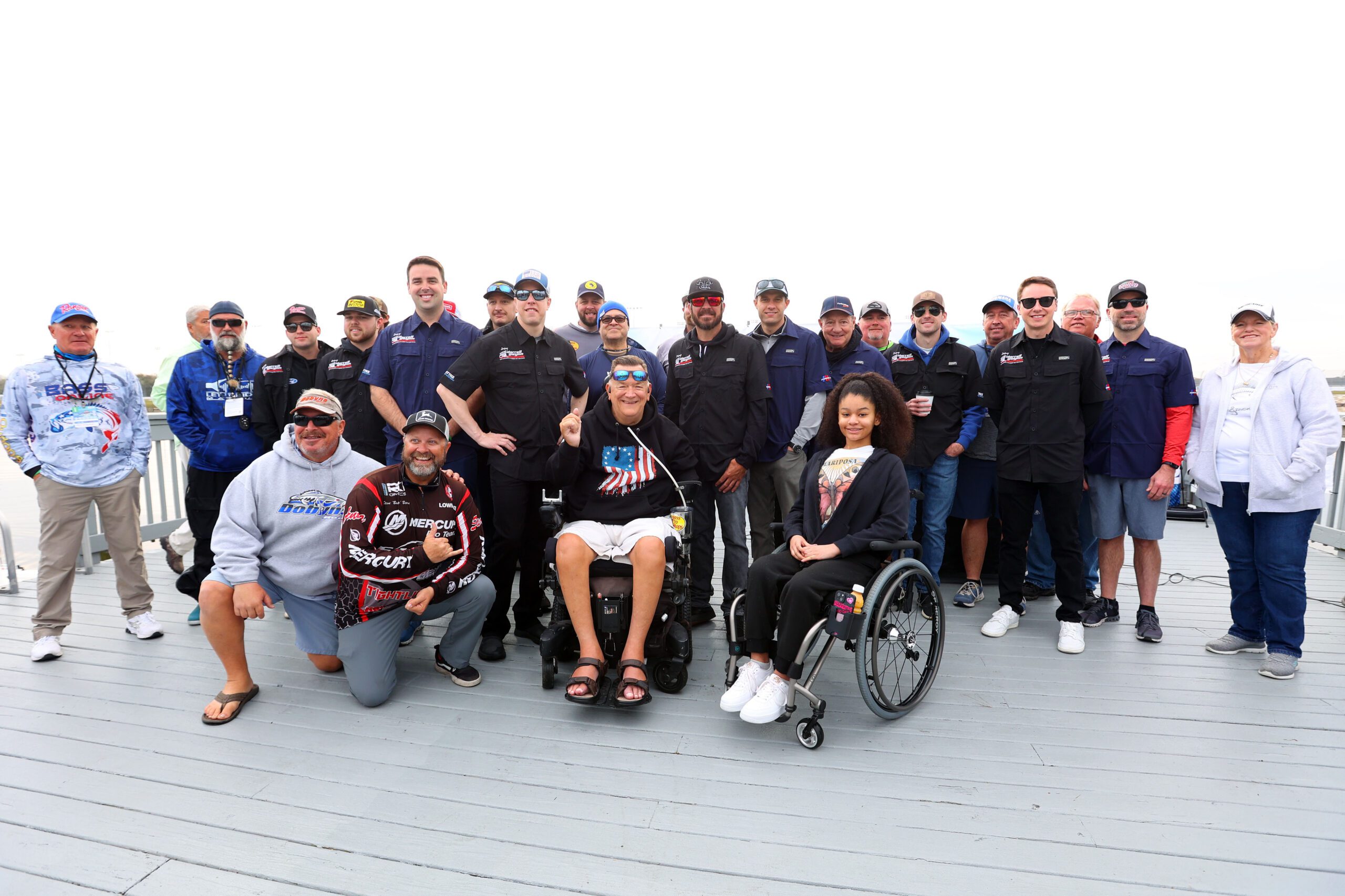 Darrell Gwynn with NASCAR Drivers at the 2024 Hot Rods & Reels Charity Fishing Tournament