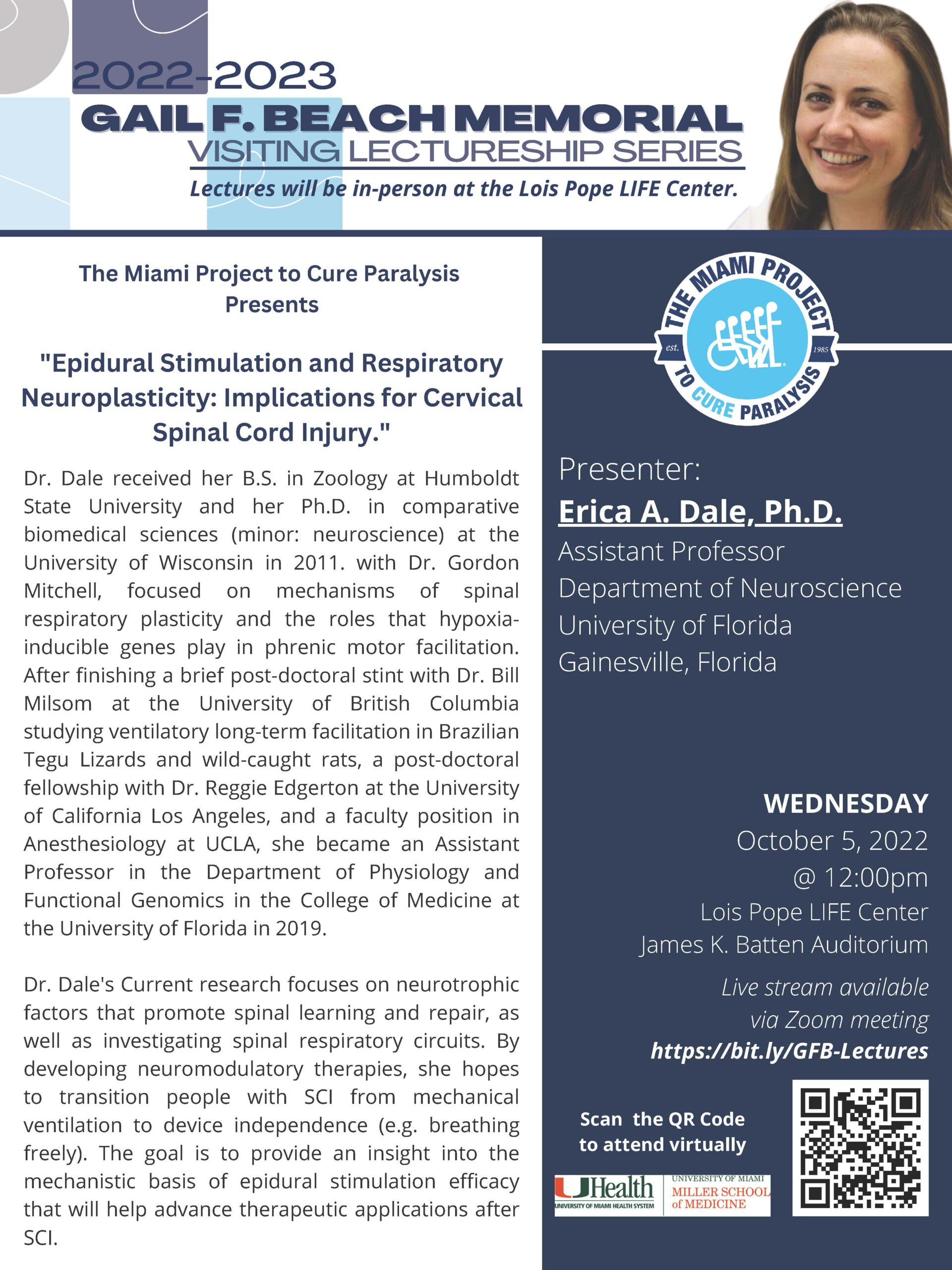 Gail F. Beach Memorial Lectureship Series - Erica A. Dale, Ph.D.