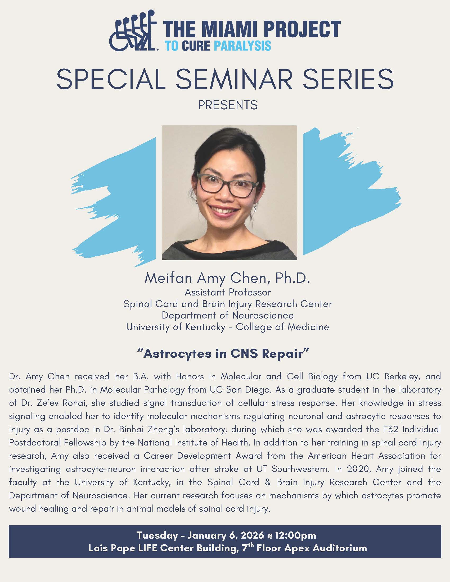 Astrocytes in CNS Repair: Meifan Amy Chen, Ph.D.