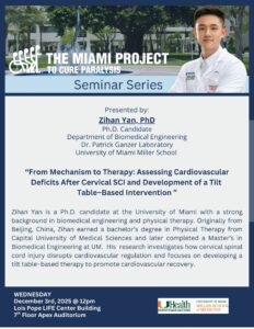 Zihan Yan, Ph.D. Candidate presents at The Miami Project's Seminar Series