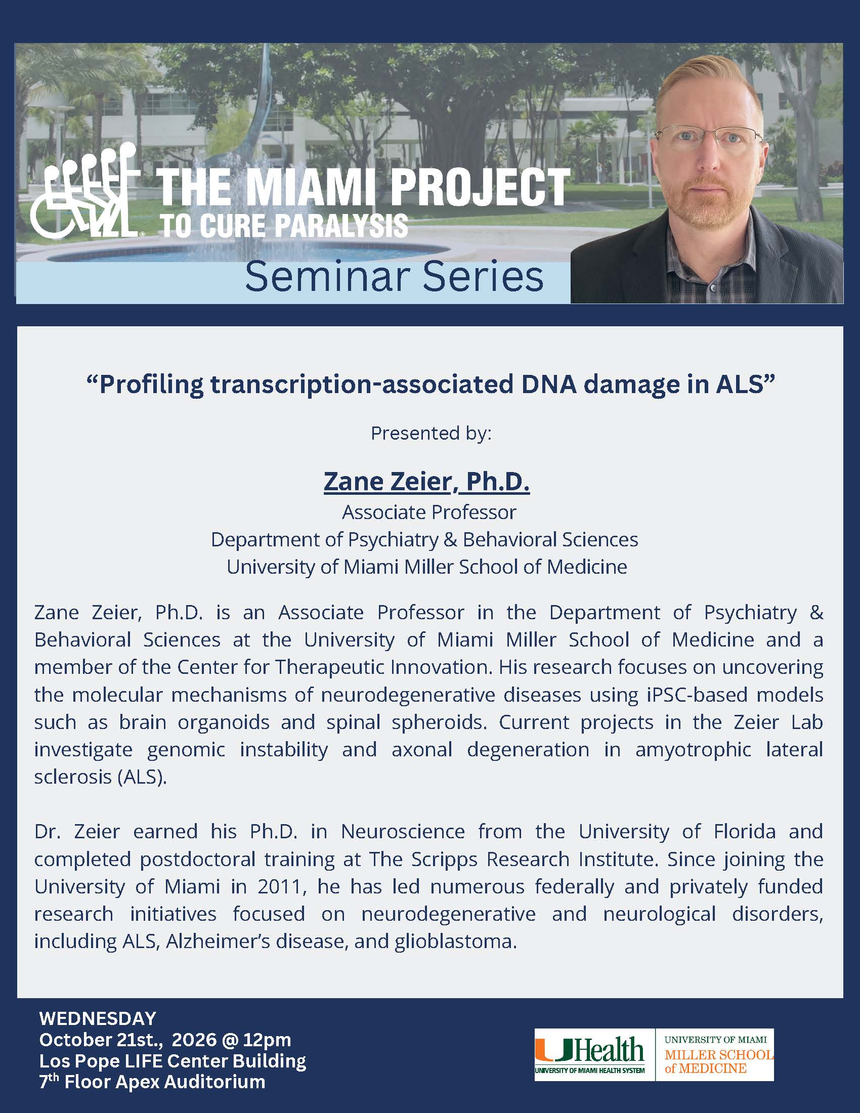 Profiling Transcription-Associated DNA Damage in ALS: Zane Zeier, Ph.D.